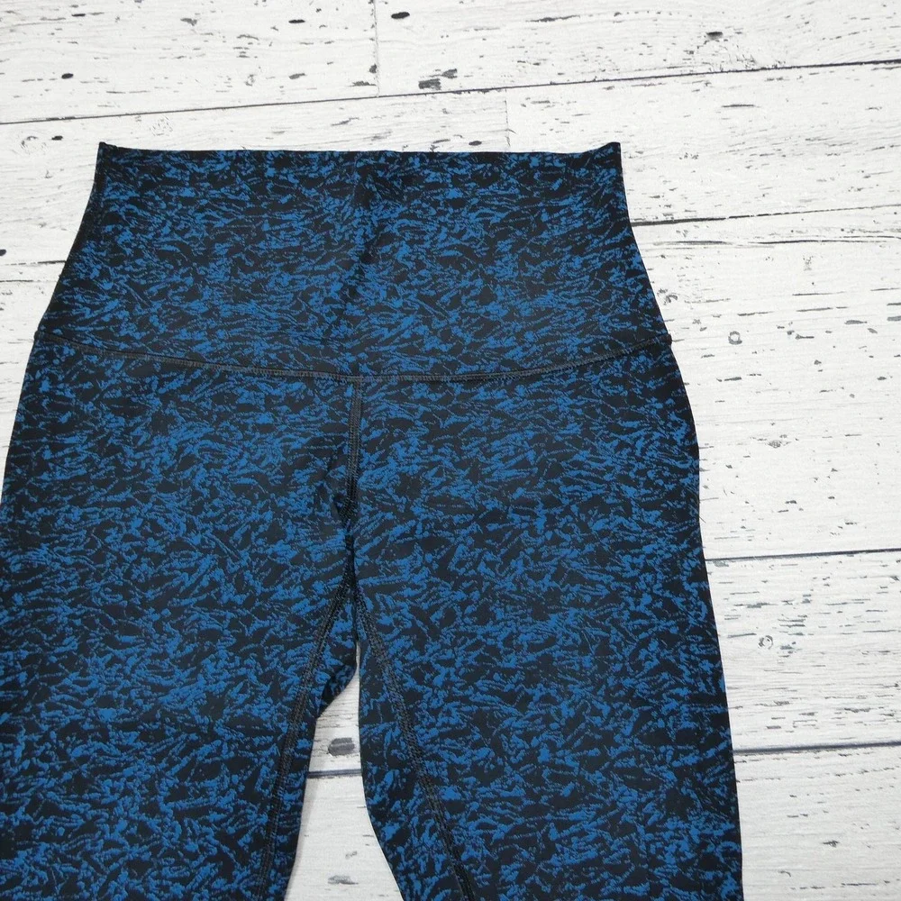 Lululemon Leggings Womens 8 Blue High Rise Capri Flecked Print Yoga‎ Athletic